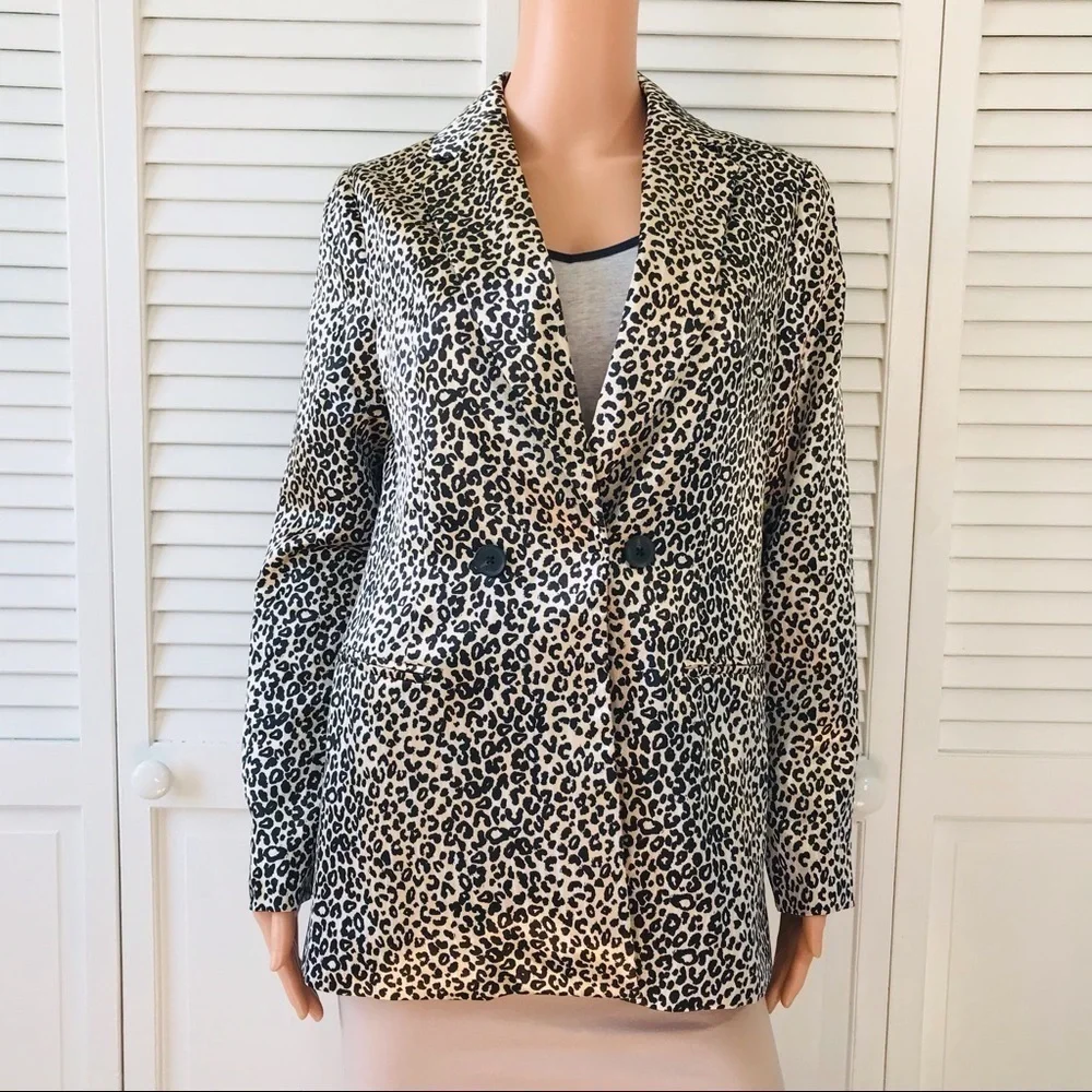 NINE WEST Cheetah Print Open Front Blazer Size Extra Small